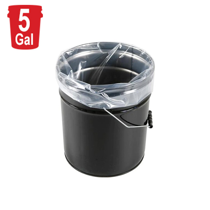 5 Gal [19L] 4 mil 17.25" x 17.75" x 11" Clear Polyethylene Pail